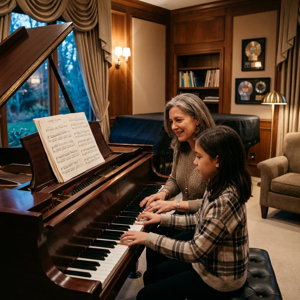 Học viên luyện tập piano cùng giảng viên